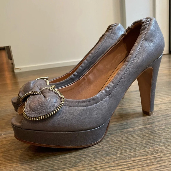 CHLOE See by Chloé Zipper Leather Bow Accents Pumps EU 40 - Picture 2 of 15